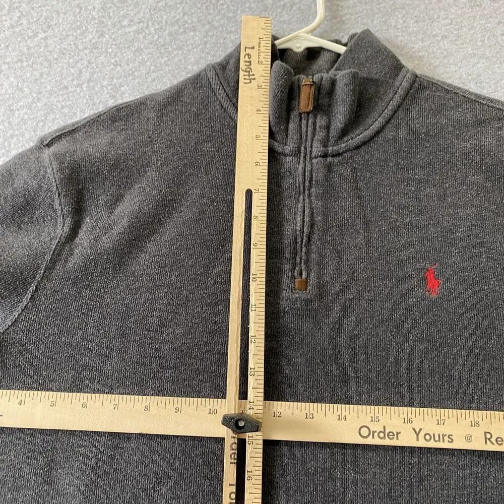 Polo Ralph Lauren Pullover Mens XL Gray Quarter Zip Sweatshirt Cotton 1/4